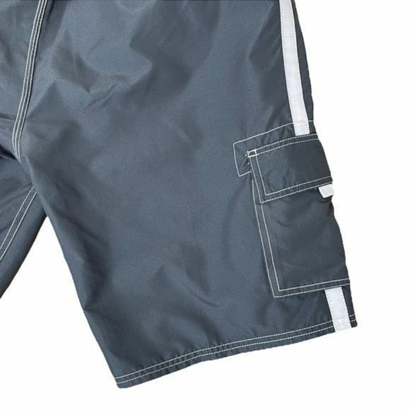 Men Quick Dry Lined Swim Trunks Gray Sz L Stripes Shorts Kanu Surf - Picture 10 of 13